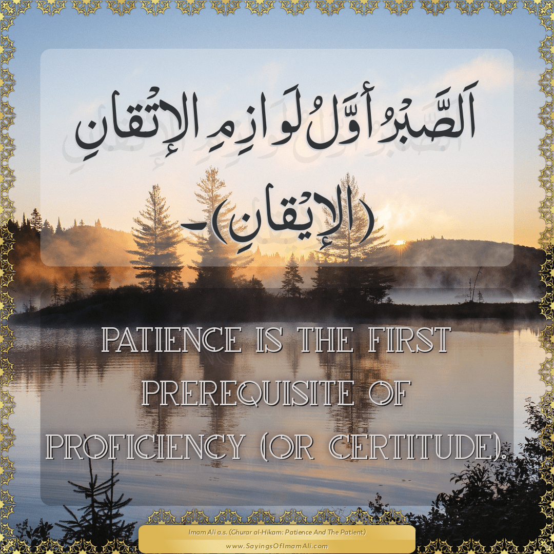 Patience is the first prerequisite of proficiency (or certitude).
